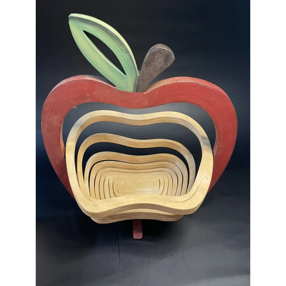 Apple Fruit Bowl, Tray, Trivet, Basket Folds Flat